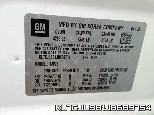 KL7CJLSB1JB689754 фото 2
