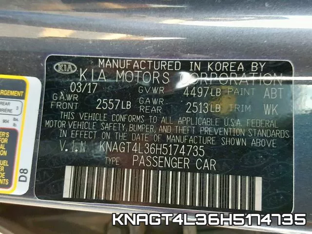 KNAGT4L36H5174735 фото 2