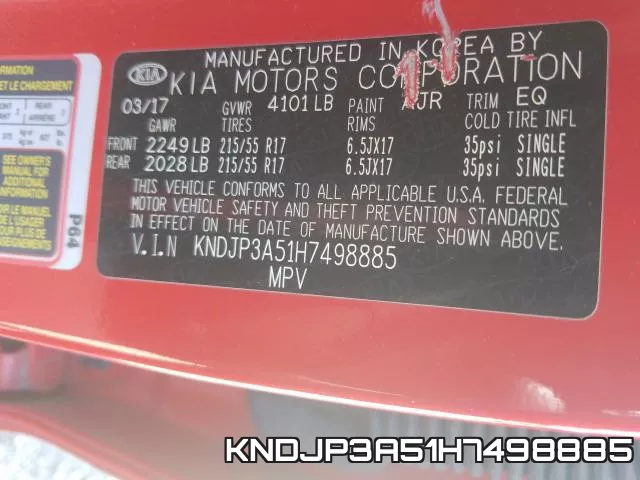 KNDJP3A51H7498885 фото 2