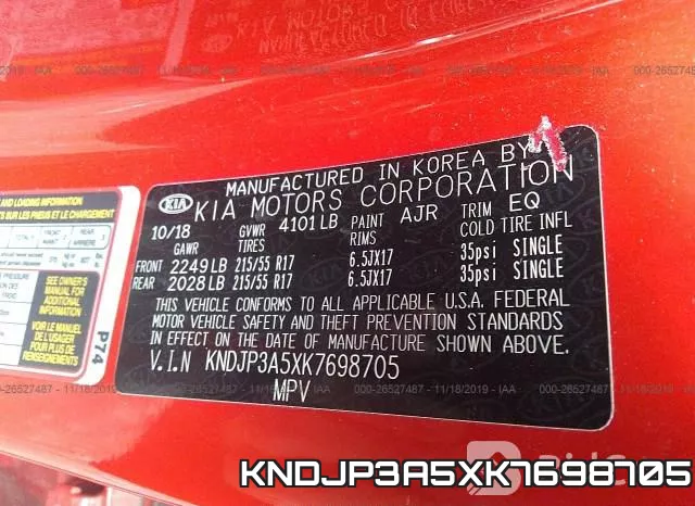 KNDJP3A5XK7698705 фото 10