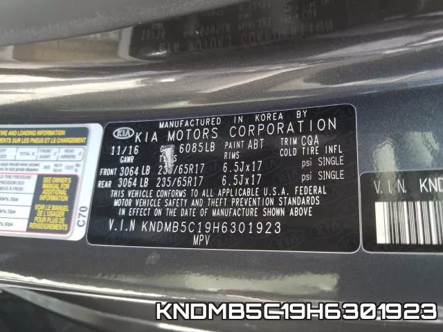 KNDMB5C19H6301923 фото 2