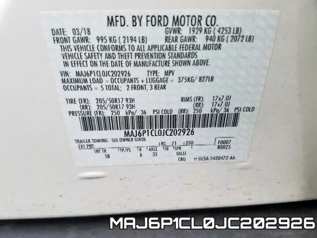 MAJ6P1CL0JC202926 фото 2