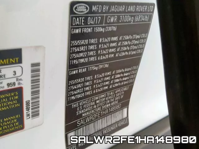SALWR2FE1HA148980 фото 2