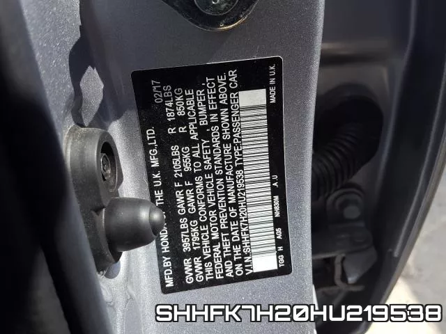 SHHFK7H20HU219538 фото 2