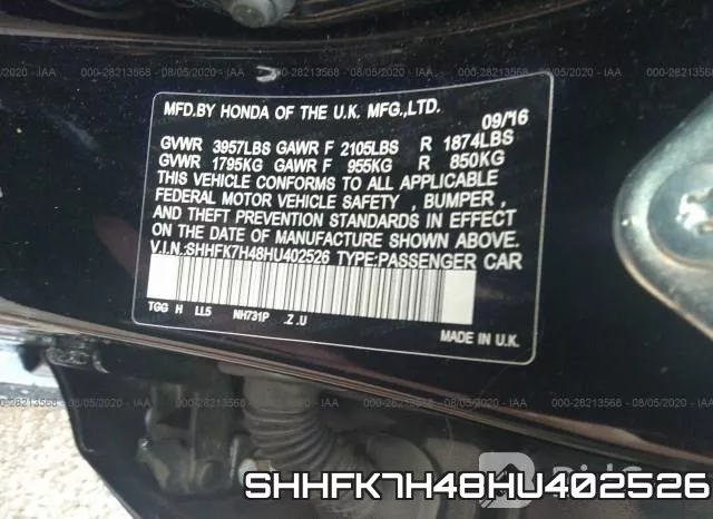 SHHFK7H48HU402526 фото 10