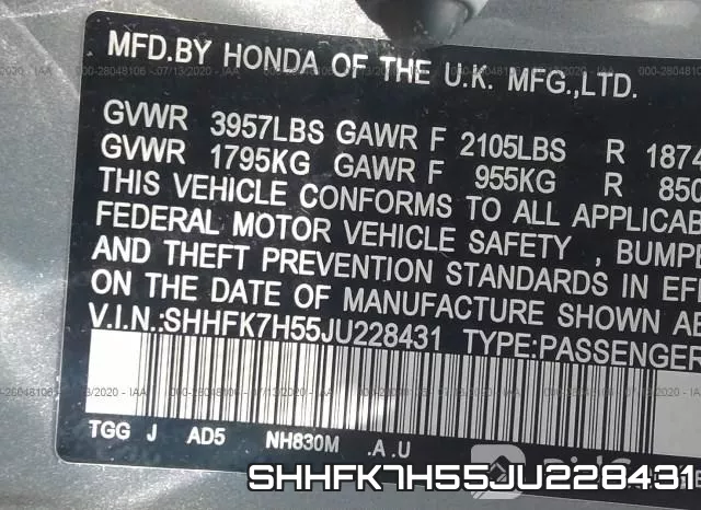 SHHFK7H55JU228431 фото 10