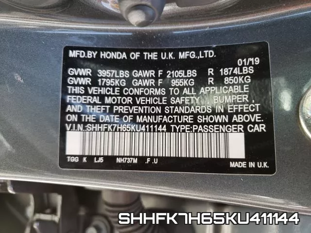 SHHFK7H65KU411144 фото 2