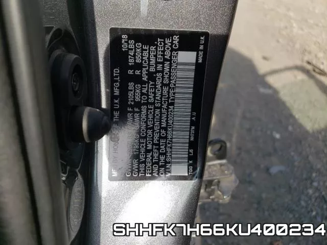 SHHFK7H66KU400234 фото 2