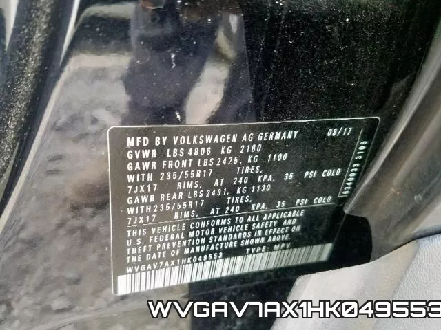 WVGAV7AX1HK049553 фото 2