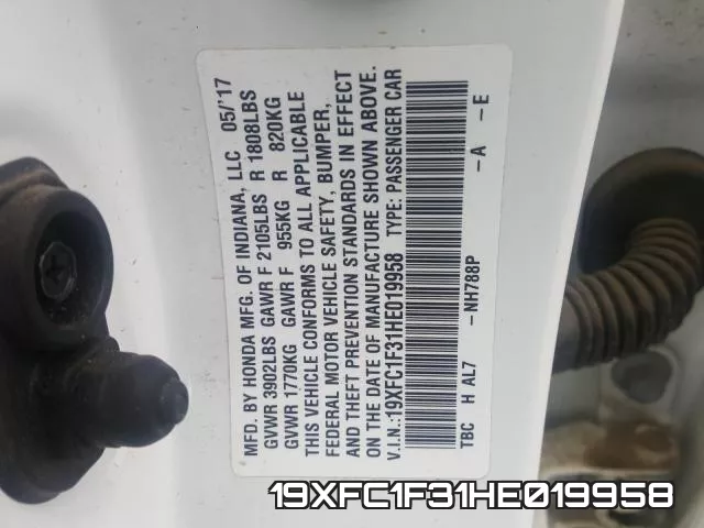19XFC1F31HE019958 фото 2
