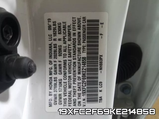 19XFC2F69KE214858 фото 2