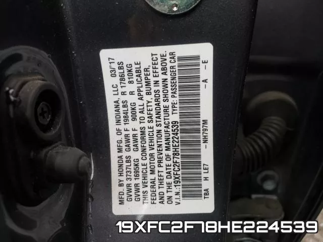 19XFC2F78HE224539 фото 2
