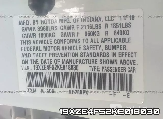 19XZE4F52KE018030 фото 10