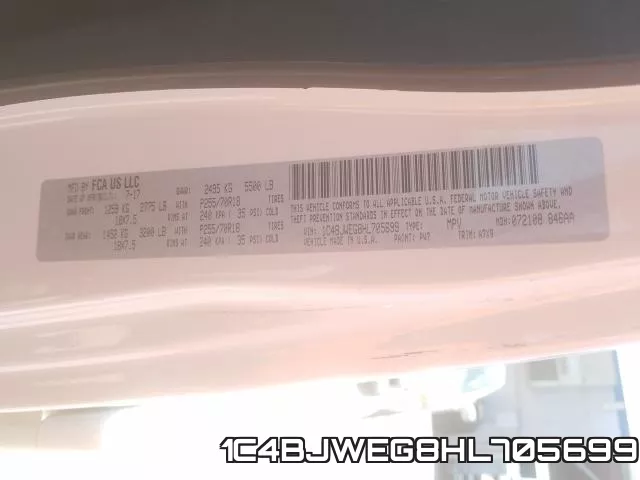 1C4BJWEG8HL705699 фото 2