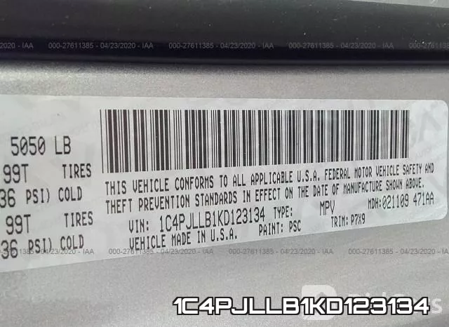 1C4PJLLB1KD123134 фото 10