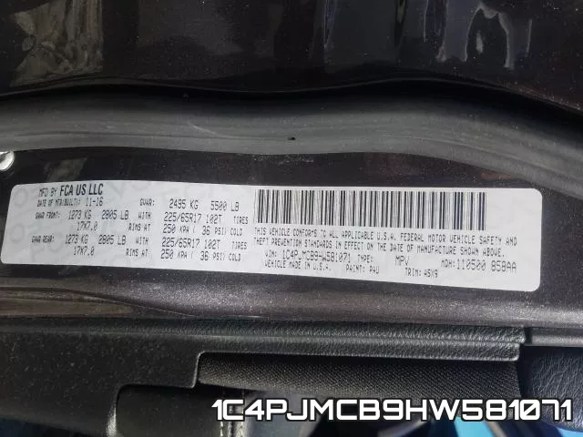 1C4PJMCB9HW581071 фото 2