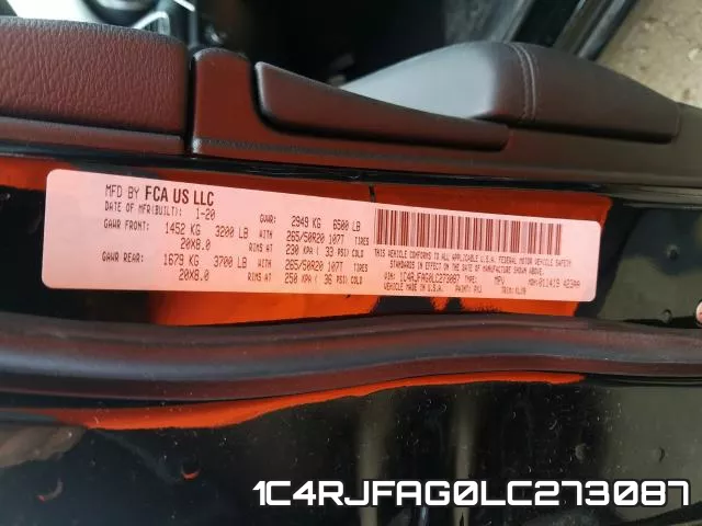 1C4RJFAG0LC273087 фото 2