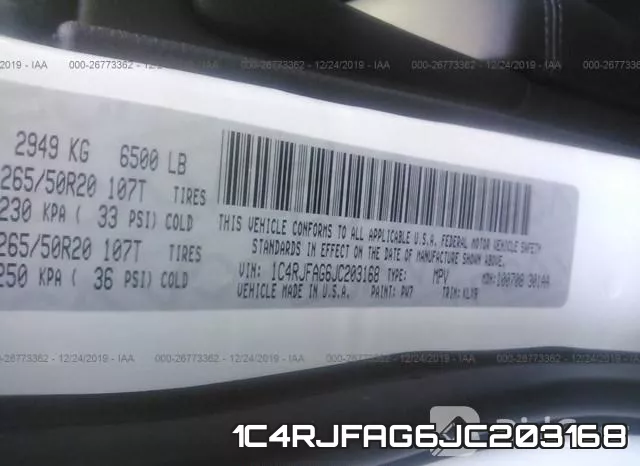 1C4RJFAG6JC203168 фото 10