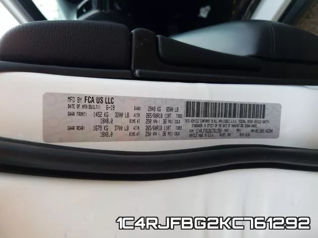1C4RJFBG2KC761292 фото 2