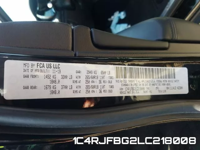 1C4RJFBG2LC218008 фото 2