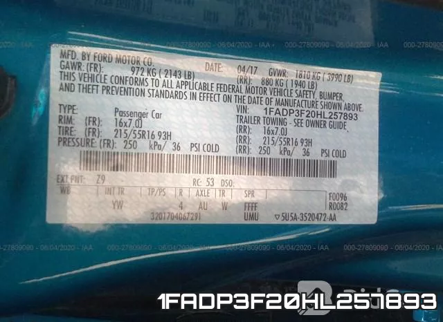1FADP3F20HL257893 фото 10