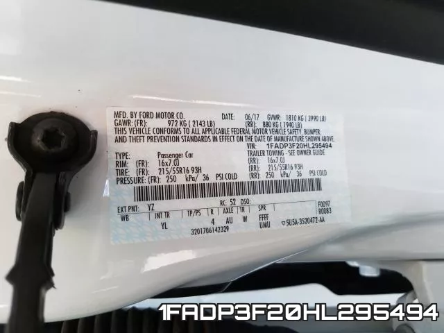 1FADP3F20HL295494 фото 2