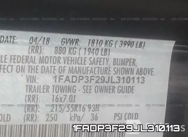1FADP3F29JL310113 фото 10