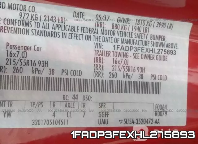 1FADP3FEXHL275893 фото 10