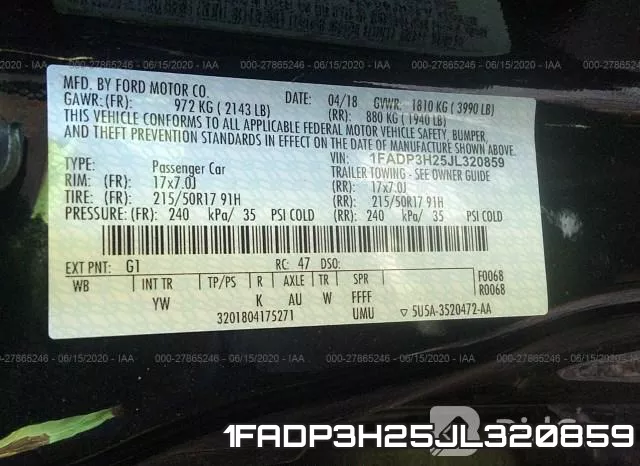 1FADP3H25JL320859 фото 10