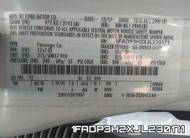 1FADP3H2XJL230171 фото 10