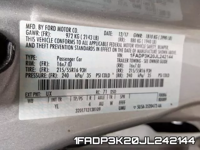 1FADP3K20JL242144 фото 2