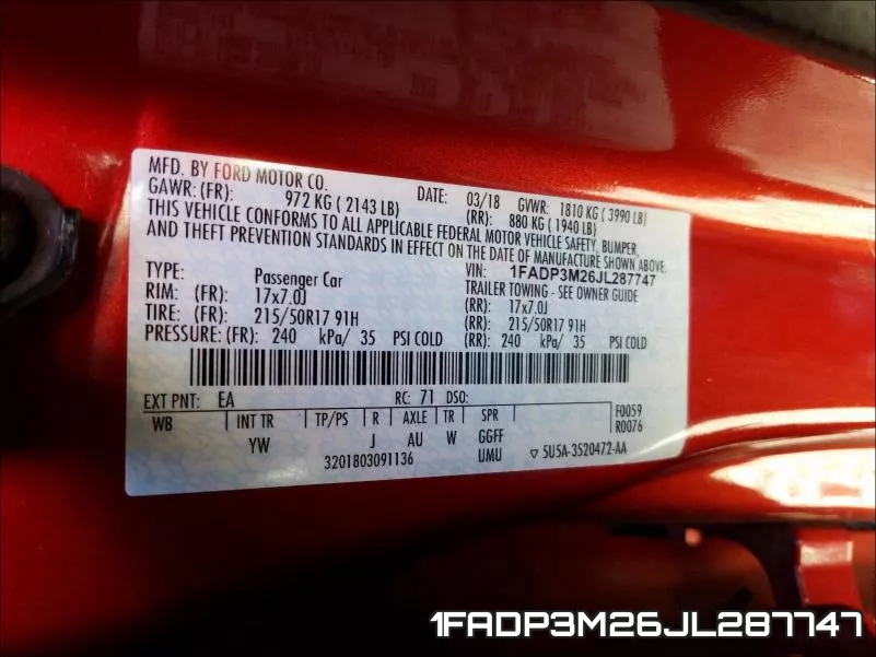 1FADP3M26JL287747 фото 2