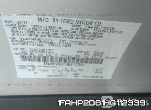 1FAHP2D81HG112339 фото 10