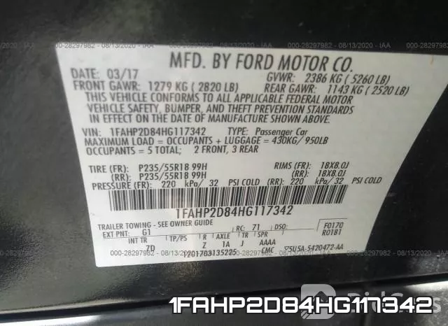 1FAHP2D84HG117342 фото 10