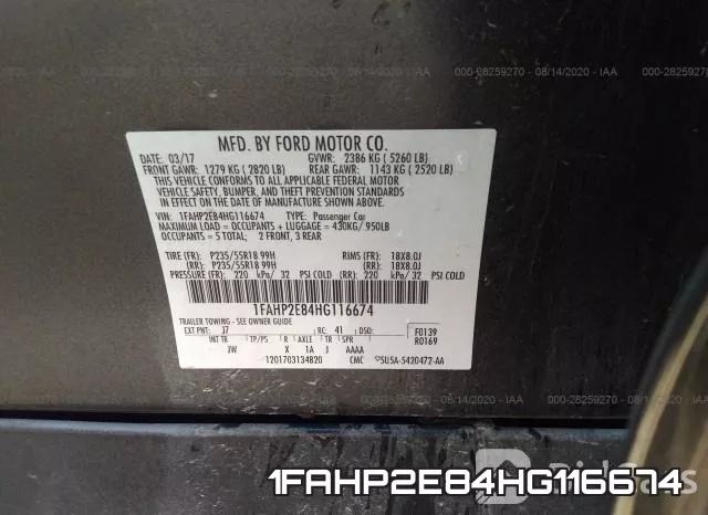 1FAHP2E84HG116674 фото 10
