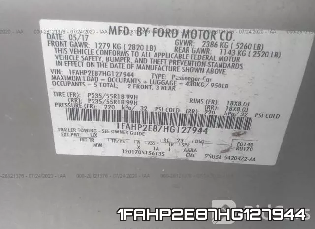 1FAHP2E87HG127944 фото 10