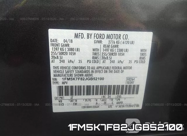 1FM5K7F82JGB52100 фото 10