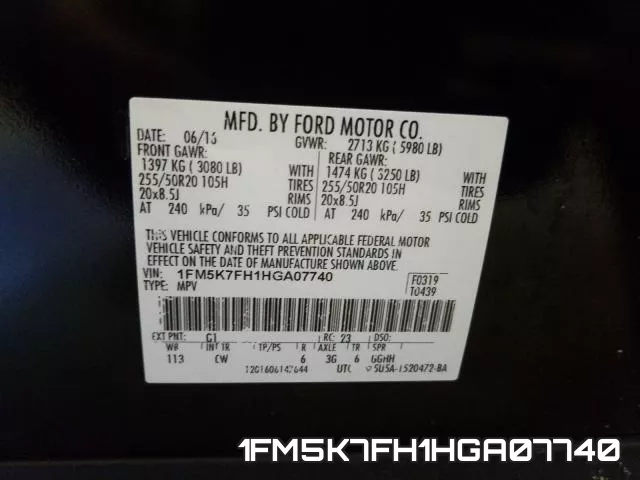 1FM5K7FH1HGA07740 фото 2