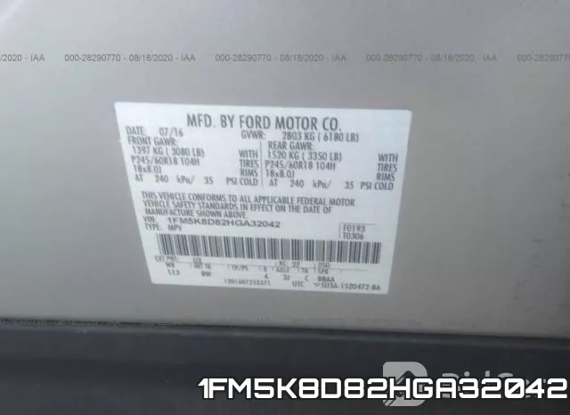 1FM5K8D82HGA32042 фото 10