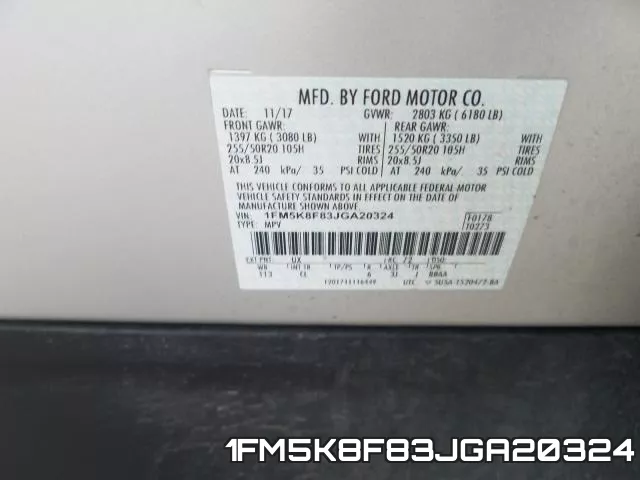 1FM5K8F83JGA20324 фото 2