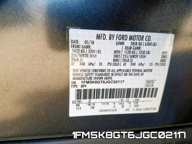 1FM5K8GT6JGC02117 фото 2