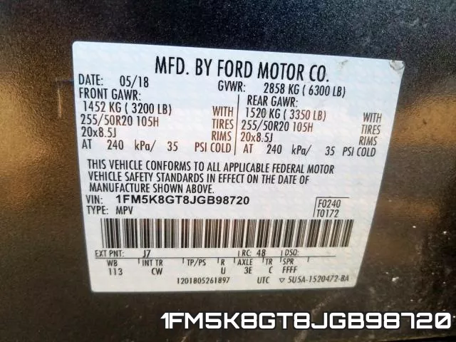 1FM5K8GT8JGB98720 фото 2