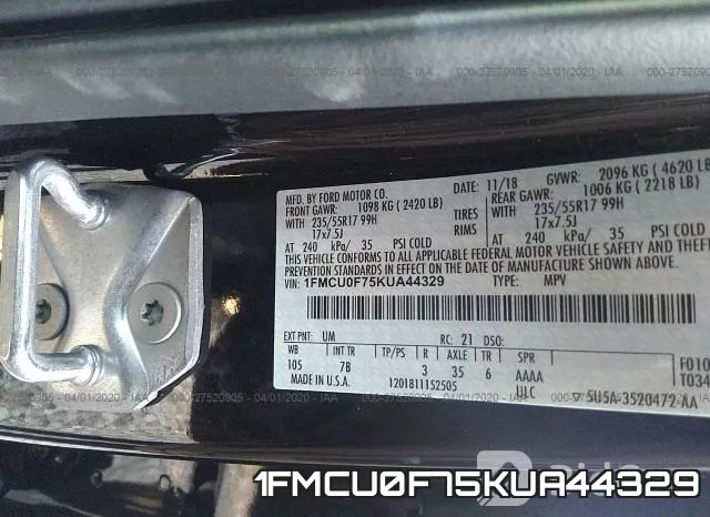1FMCU0F75KUA44329 фото 10