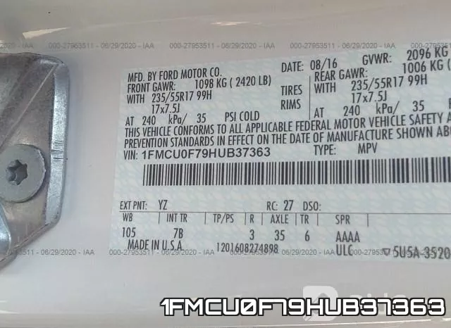 1FMCU0F79HUB37363 фото 10