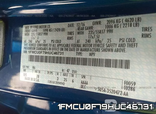 1FMCU0F79HUC46731 фото 10