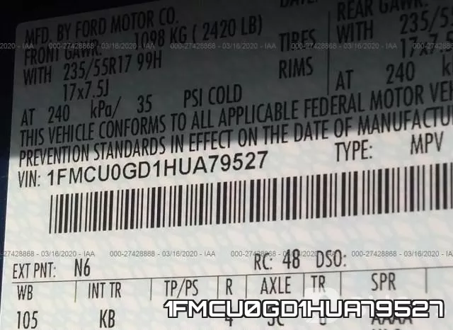1FMCU0GD1HUA79527 фото 10