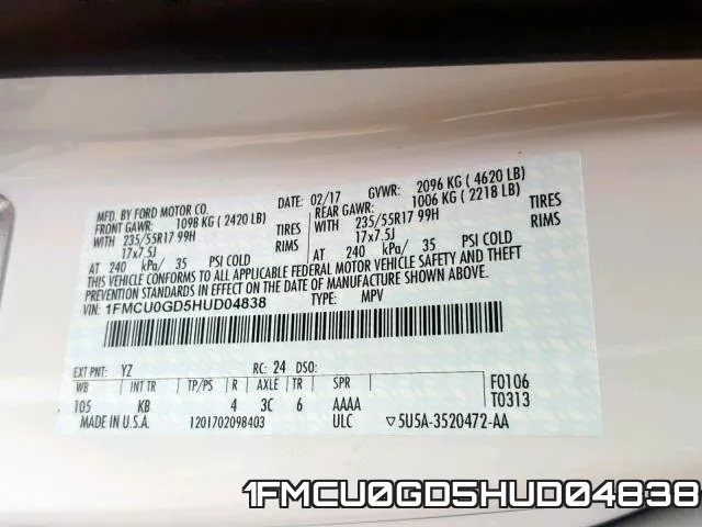 1FMCU0GD5HUD04838 фото 2