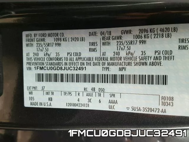 1FMCU0GD8JUC32491 фото 2
