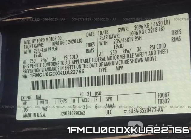 1FMCU0GDXKUA22766 фото 9