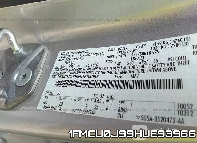 1FMCU0J99HUE93966 фото 10